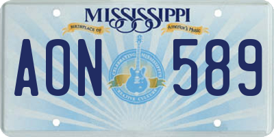 MS license plate AON589