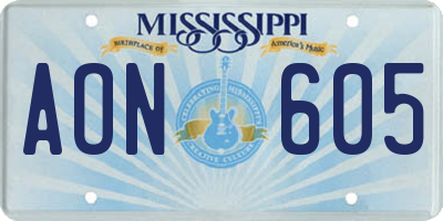 MS license plate AON605