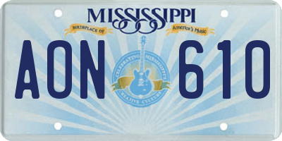 MS license plate AON610
