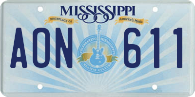 MS license plate AON611