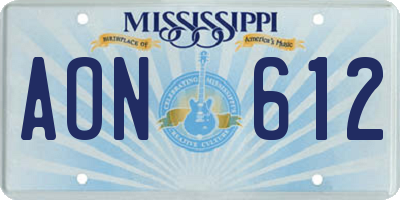 MS license plate AON612