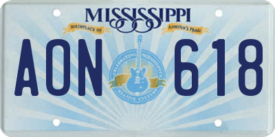 MS license plate AON618