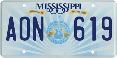 MS license plate AON619