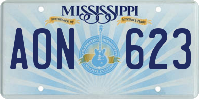MS license plate AON623