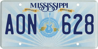 MS license plate AON628