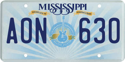 MS license plate AON630