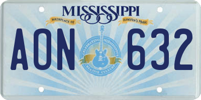 MS license plate AON632