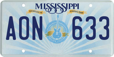MS license plate AON633
