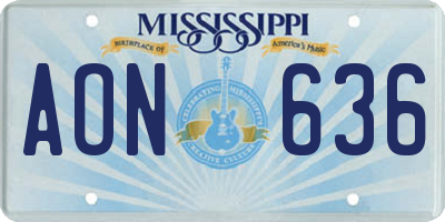 MS license plate AON636