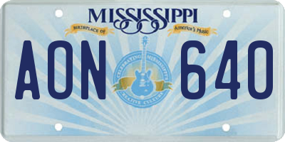 MS license plate AON640