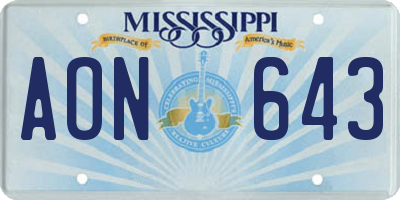 MS license plate AON643