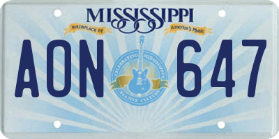 MS license plate AON647