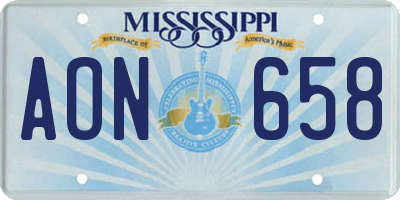 MS license plate AON658