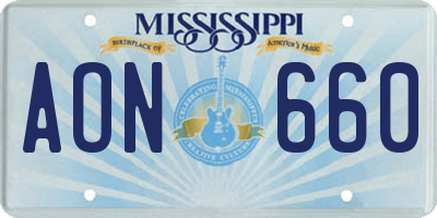 MS license plate AON660