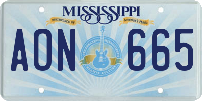 MS license plate AON665