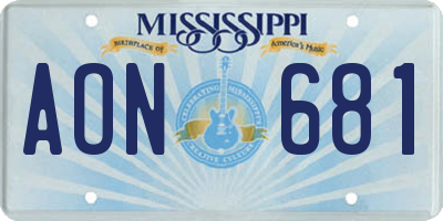 MS license plate AON681