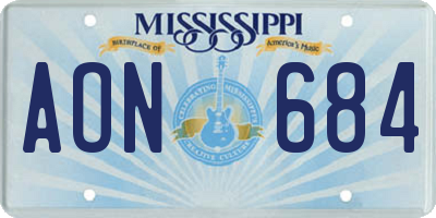 MS license plate AON684