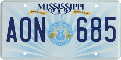 MS license plate AON685