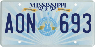 MS license plate AON693