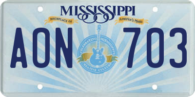MS license plate AON703