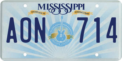 MS license plate AON714