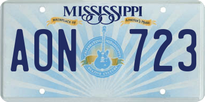 MS license plate AON723
