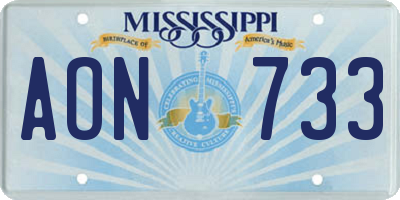 MS license plate AON733