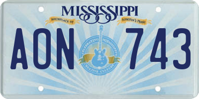 MS license plate AON743