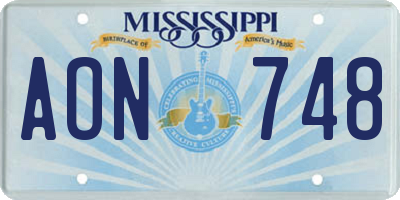 MS license plate AON748