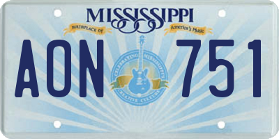 MS license plate AON751