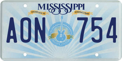MS license plate AON754