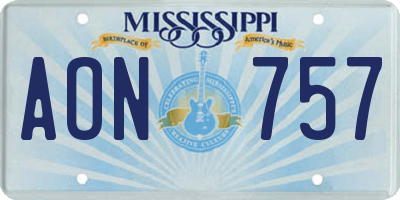 MS license plate AON757