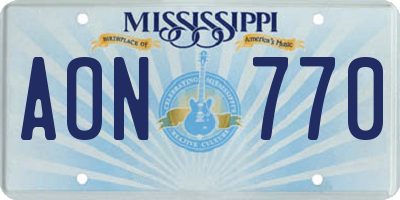 MS license plate AON770