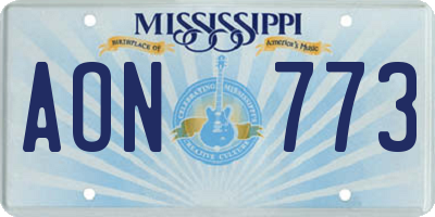 MS license plate AON773