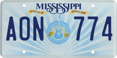 MS license plate AON774