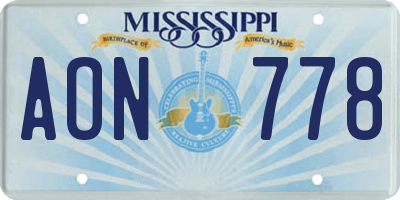 MS license plate AON778
