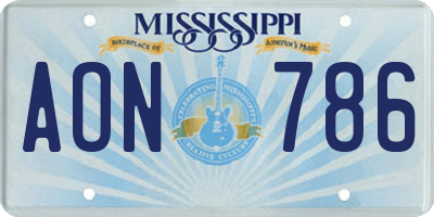 MS license plate AON786