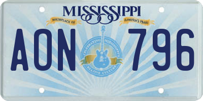 MS license plate AON796