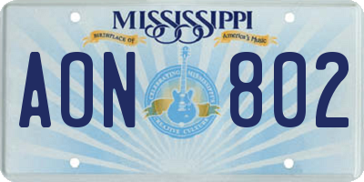 MS license plate AON802