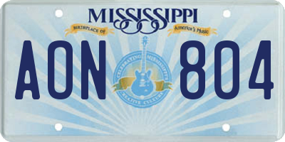 MS license plate AON804