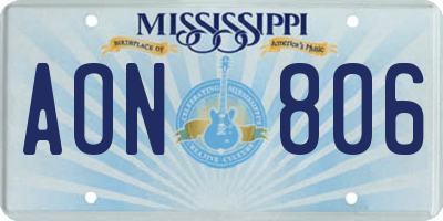 MS license plate AON806