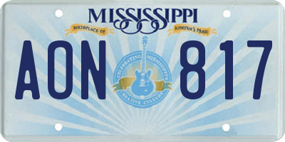 MS license plate AON817