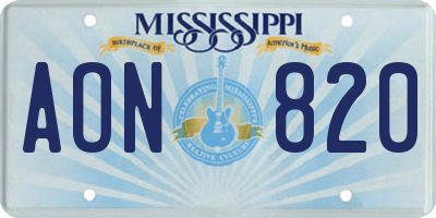MS license plate AON820
