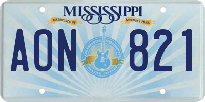 MS license plate AON821