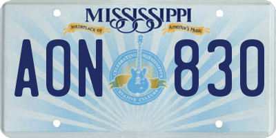 MS license plate AON830
