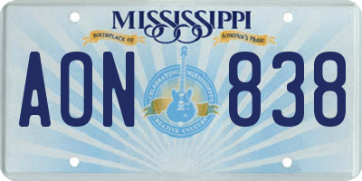 MS license plate AON838