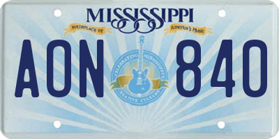 MS license plate AON840