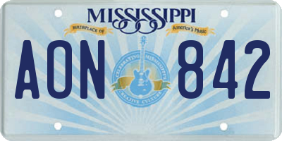 MS license plate AON842