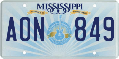 MS license plate AON849