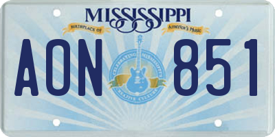 MS license plate AON851